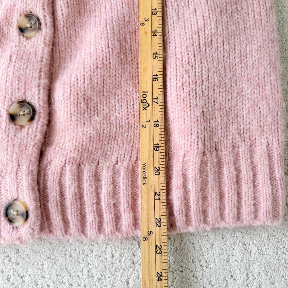 Madewell Harwood Cableknit Mockneck Cardigan Sweater Heather Blush Pink NC660 XS - Picture 7 of 11